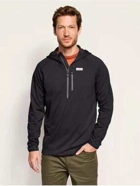 Orvis Horseshoes Hills Black Hooded Quarter-Zip Pullover